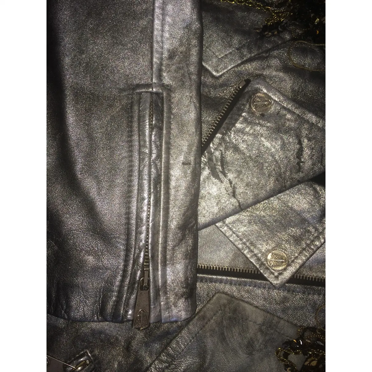 Buy Faith Connexion Silver Leather Jacket online