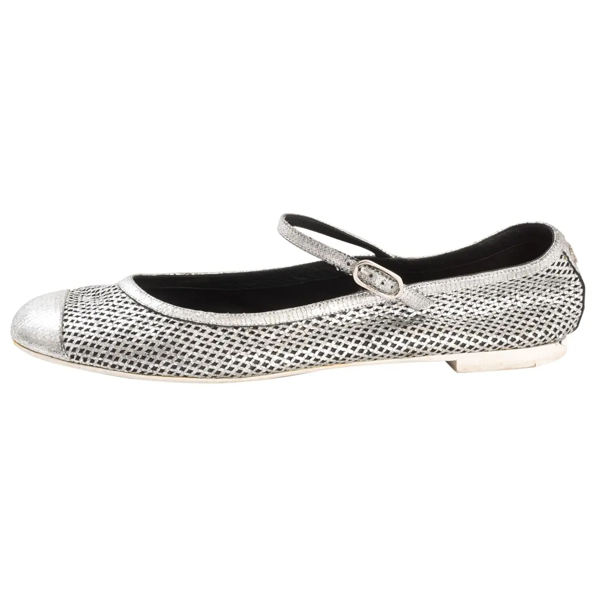 Silver Leather Ballet flats Chanel