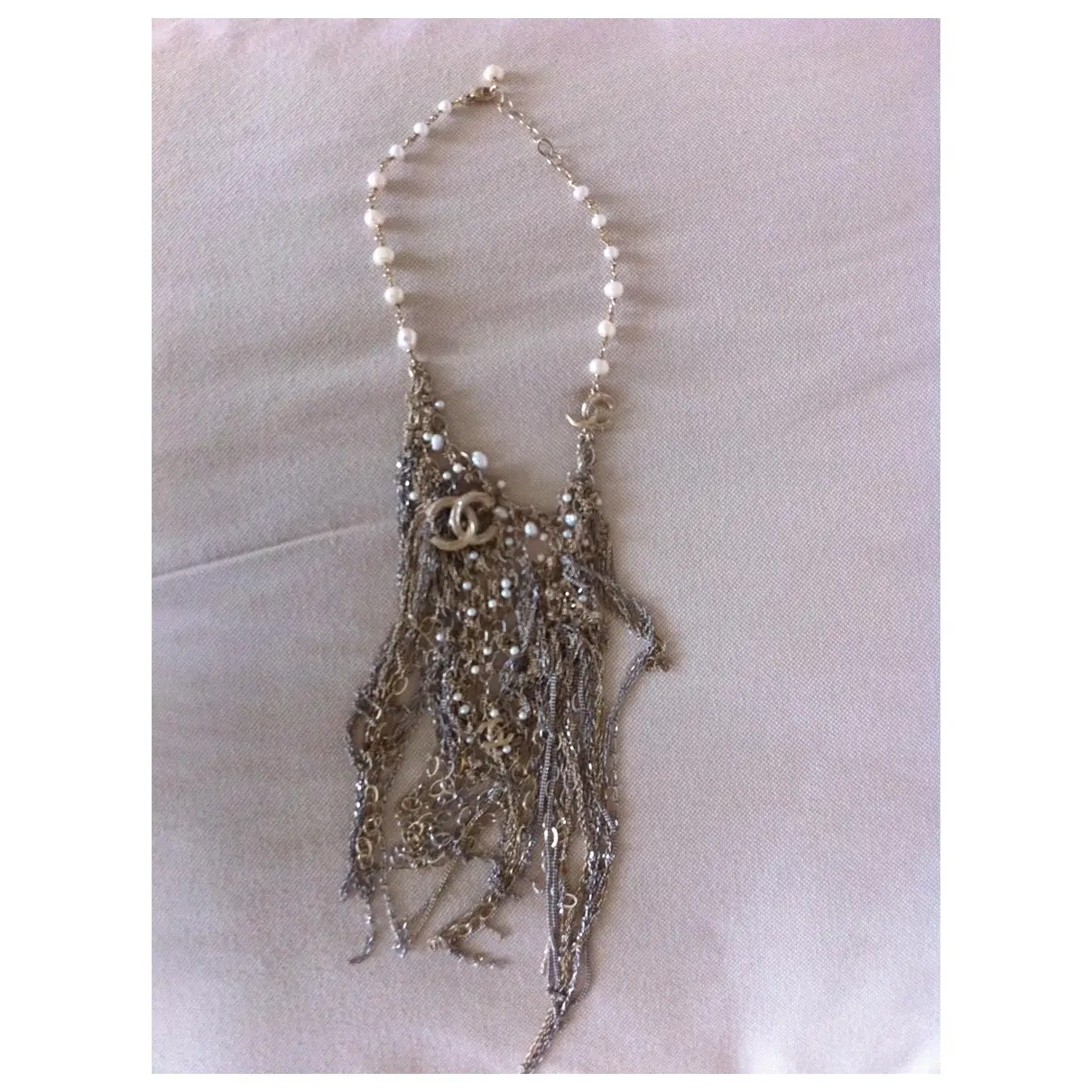 Silver Long necklace Chanel