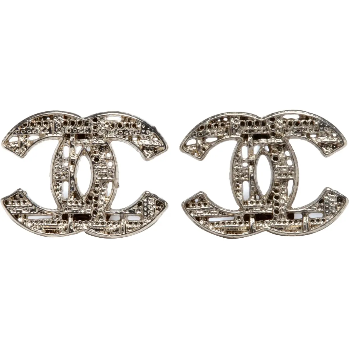 Silver Metal Earrings Chanel