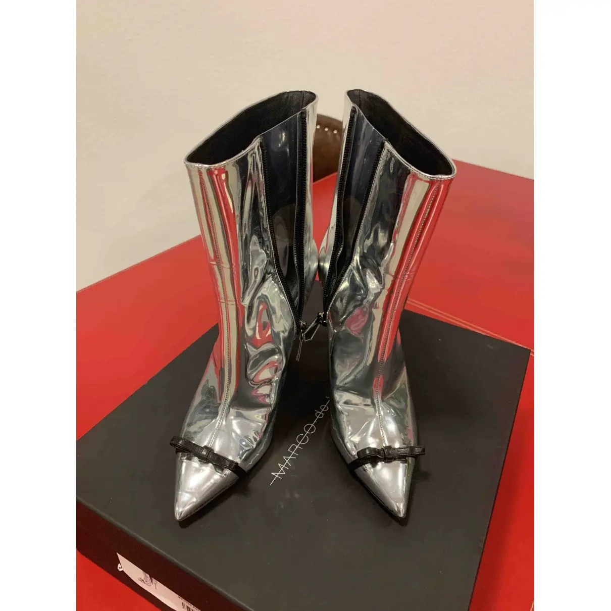 Marco De Vincenzo Patent leather ankle boots for sale