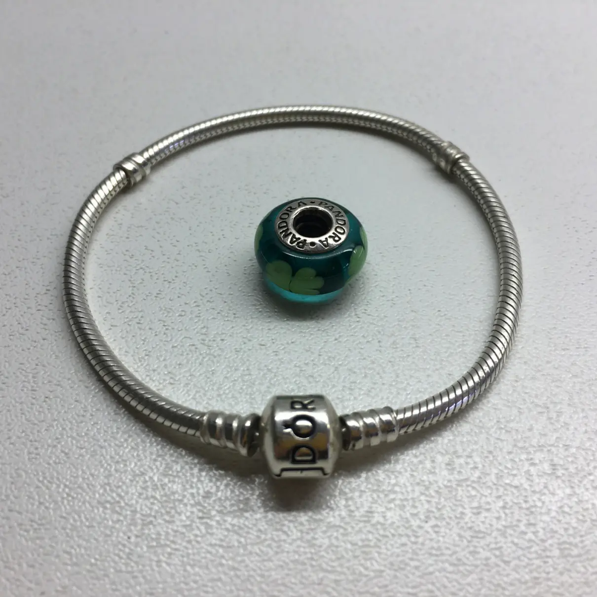 Silver bracelet with charm Pandora