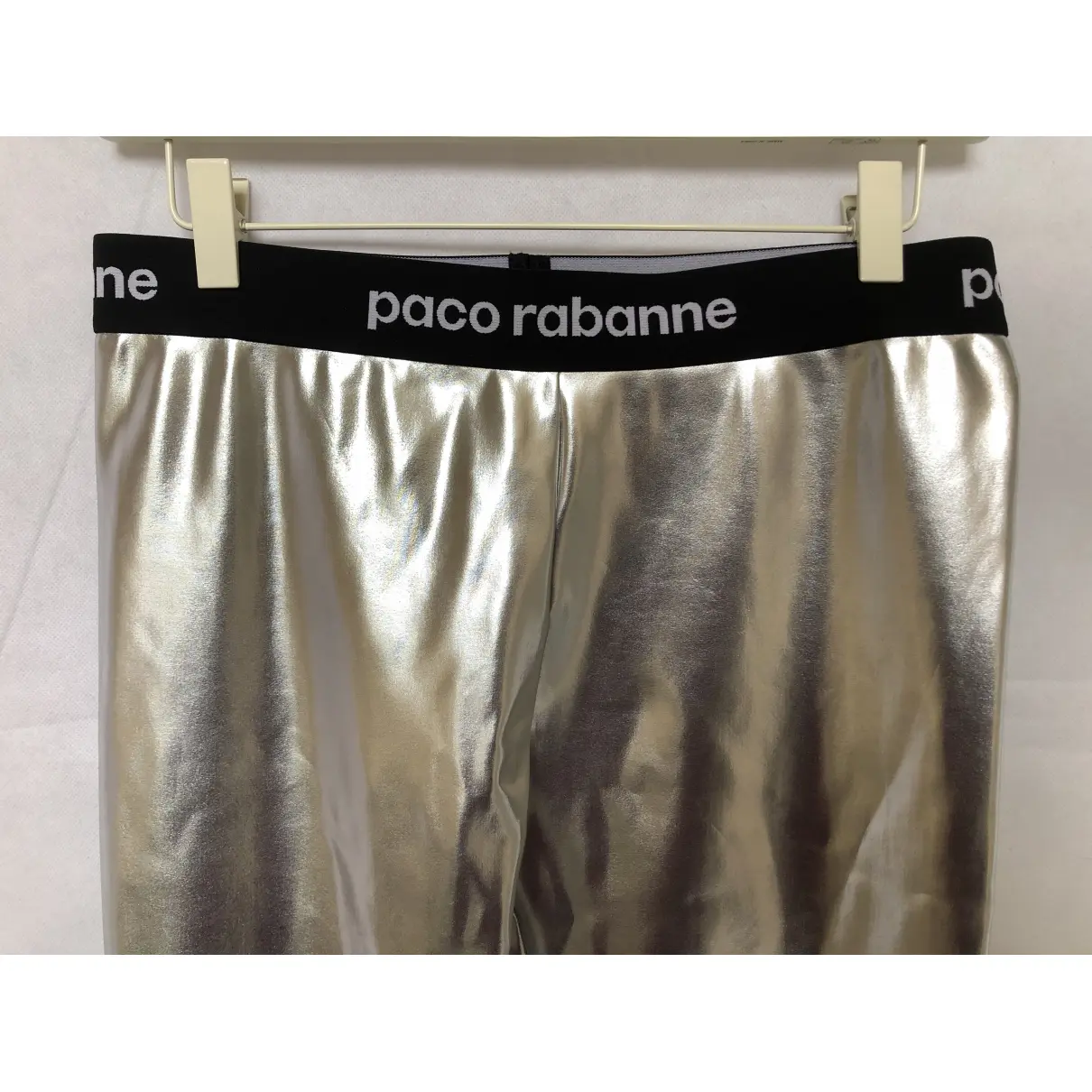 Silver Viscose Trousers Paco Rabanne