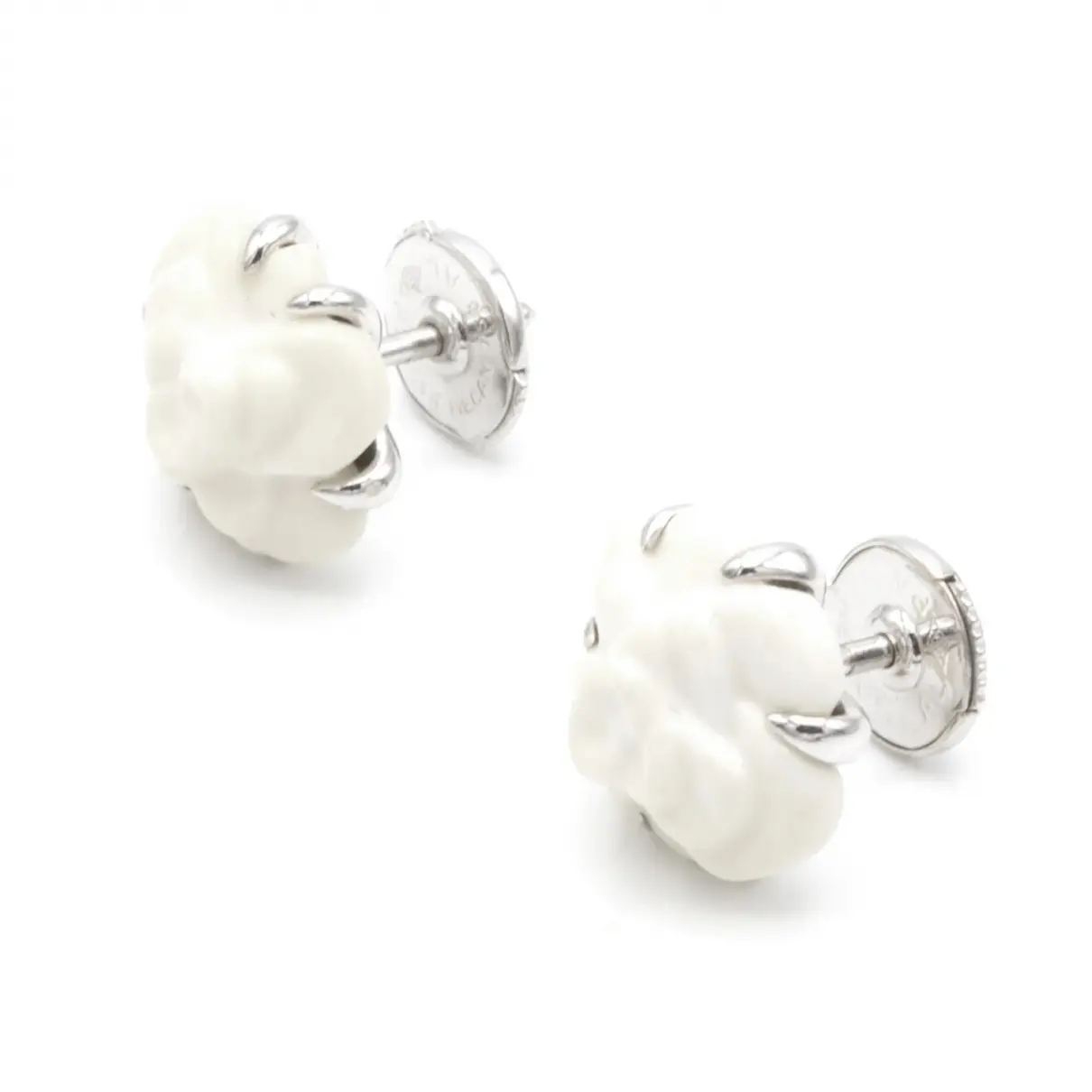 Buy Chanel Camélia white gold earrings online