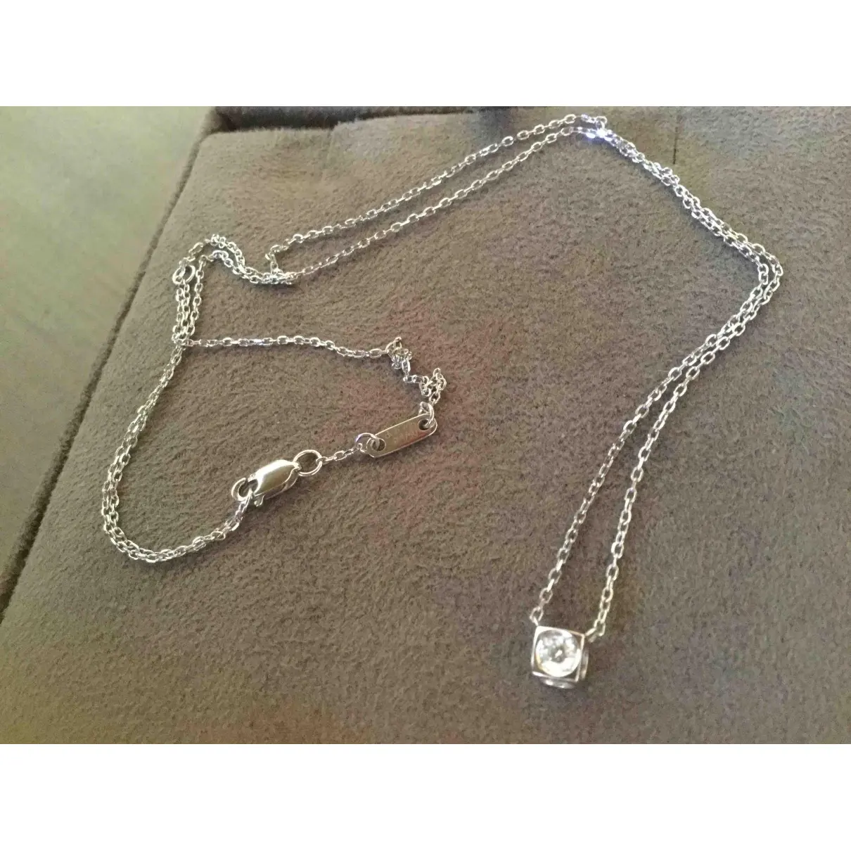 Buy Dinh Van Le Cube Diamant white gold necklace online