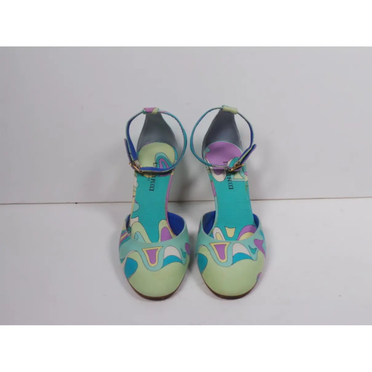 Emilio Pucci Turquoise Cloth Heels for sale