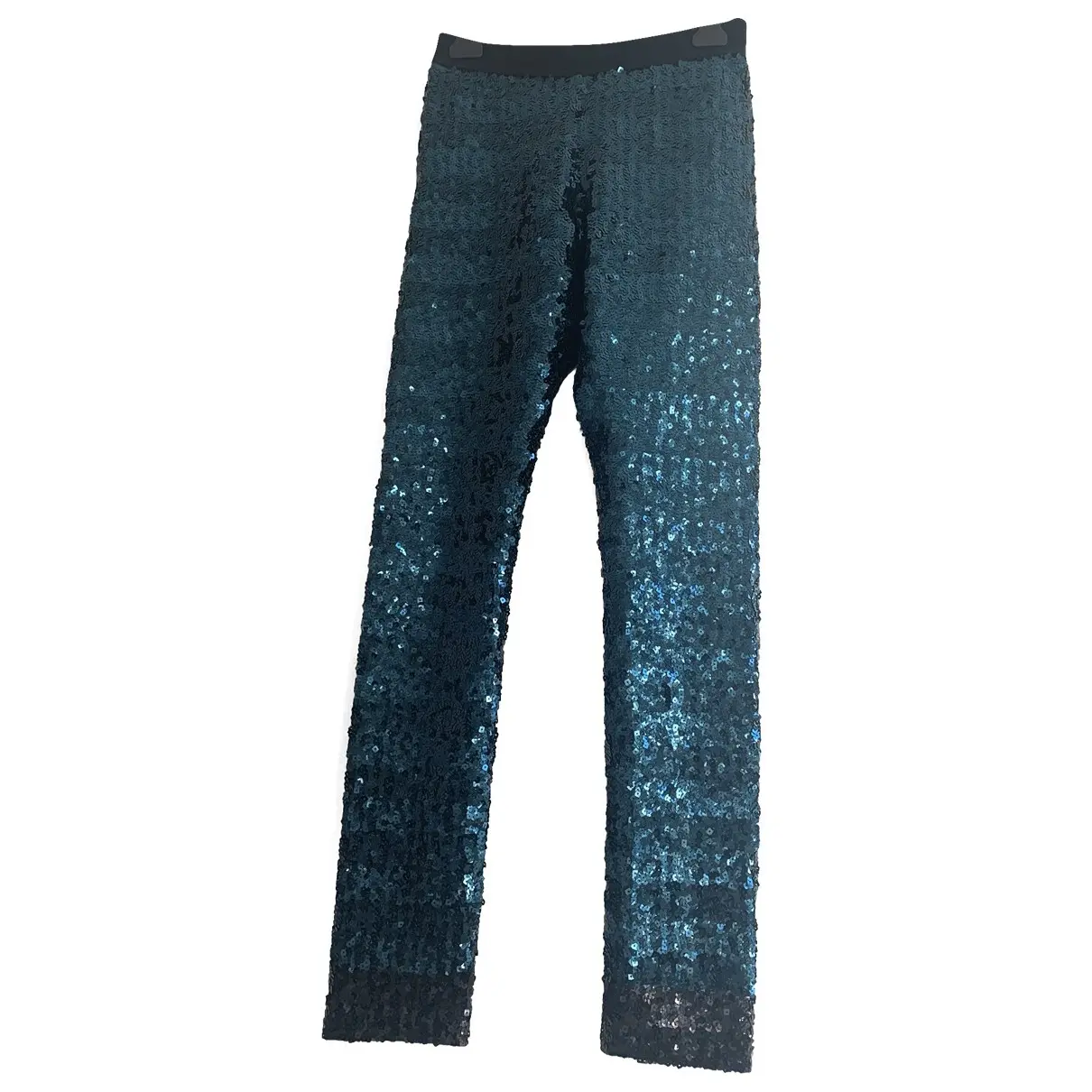 Turquoise Polyester Trousers by Malene Birger