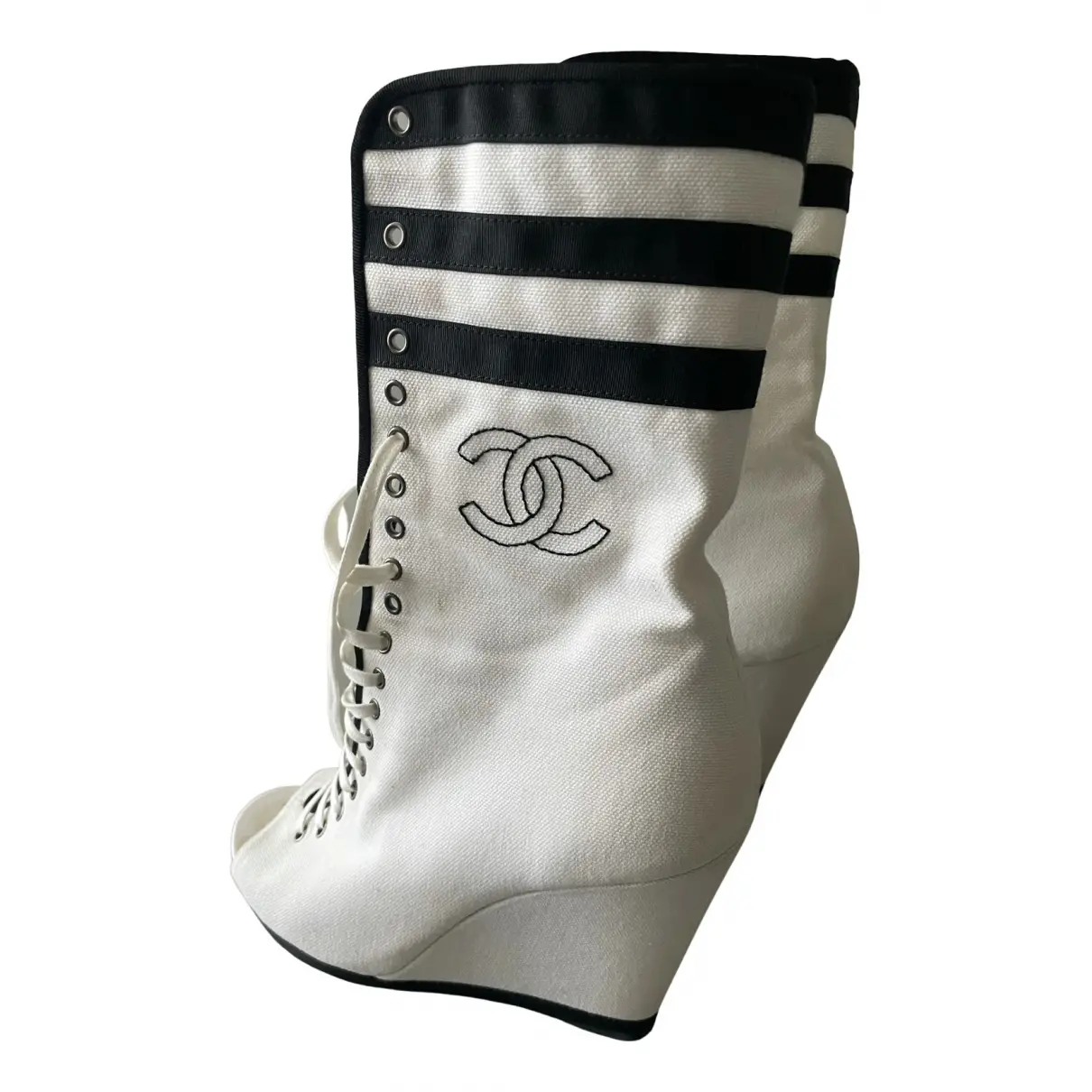 Buy Chanel Cloth lace up boots online