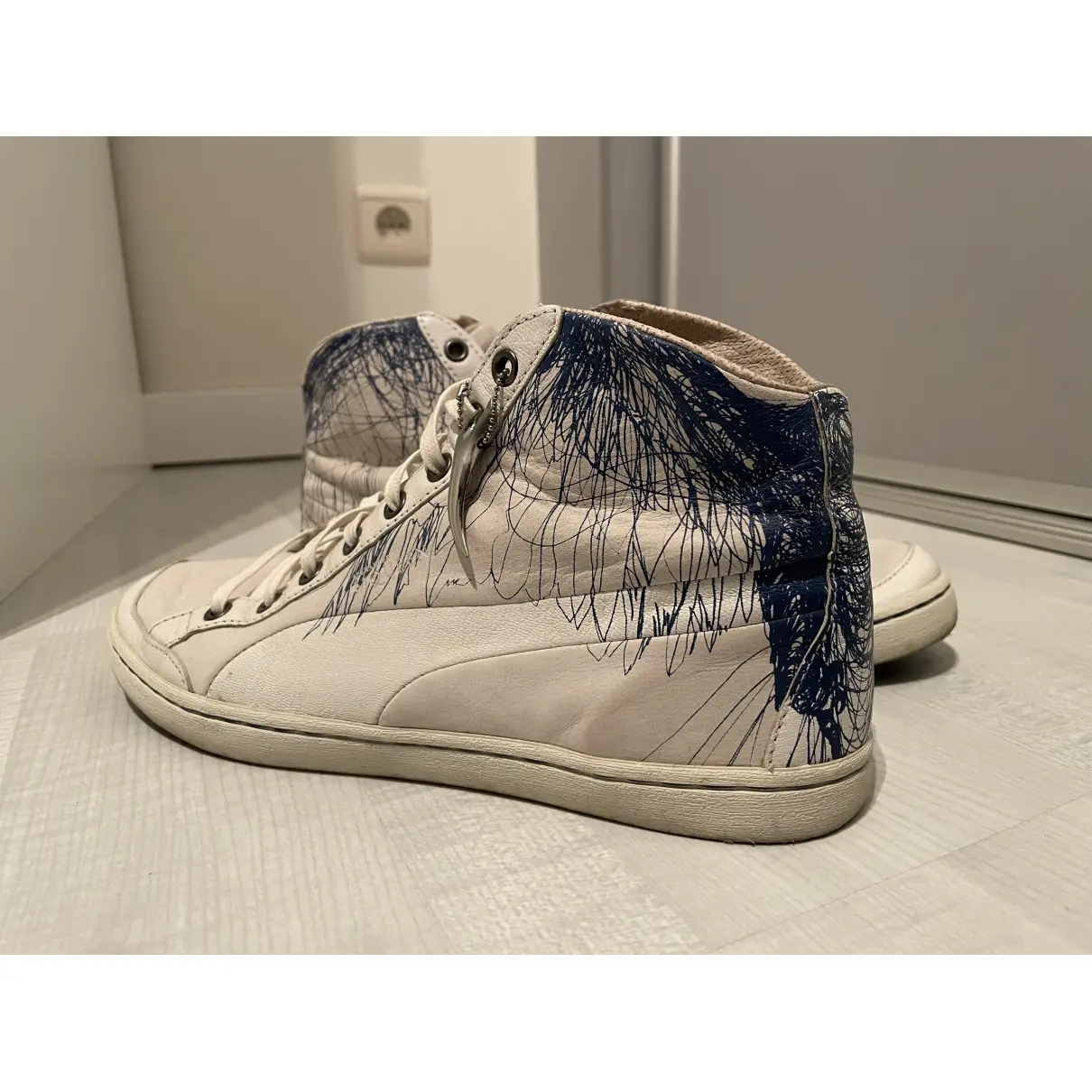 Buy Alexander McQueen For P Leather high trainers online