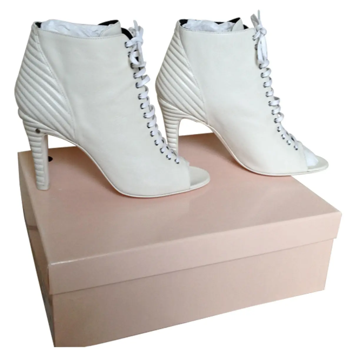White Leather Ankle boots Laurence Dacade