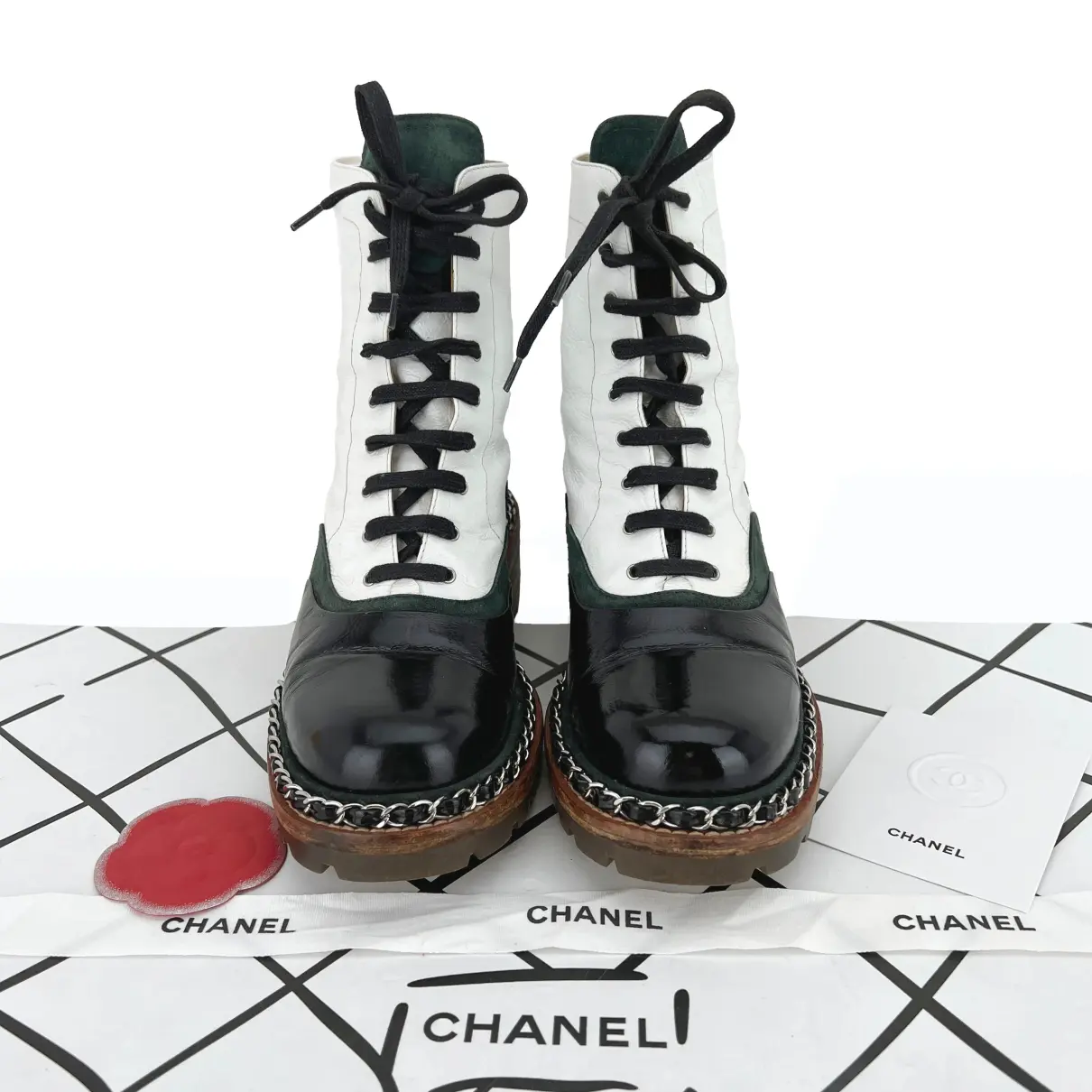 Leather lace up boots Chanel