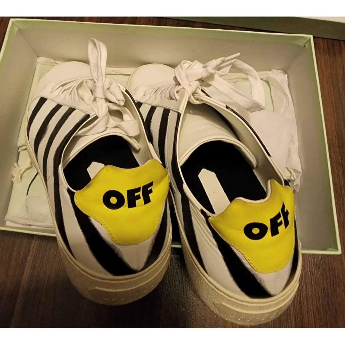 Buy Off-White Diagonals leather trainers online