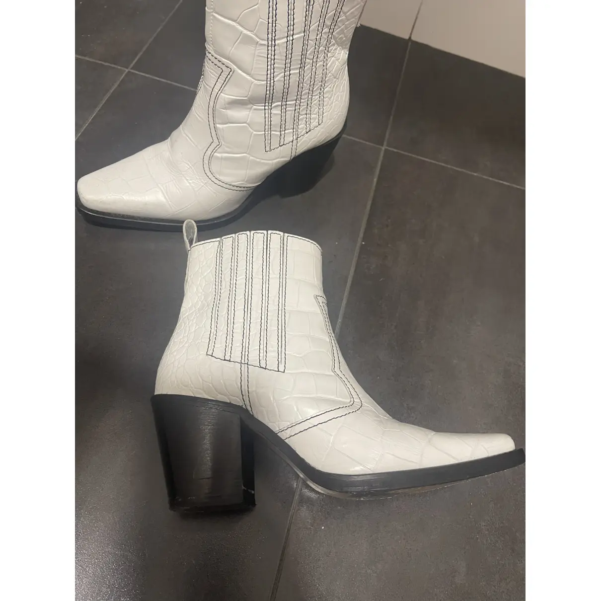 Leather ankle boots Ganni