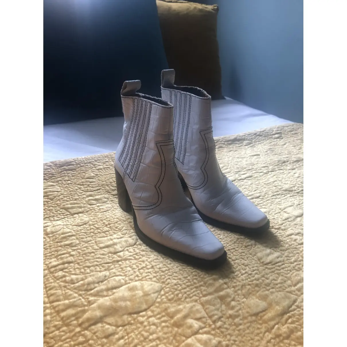 Ganni Leather cowboy boots for sale