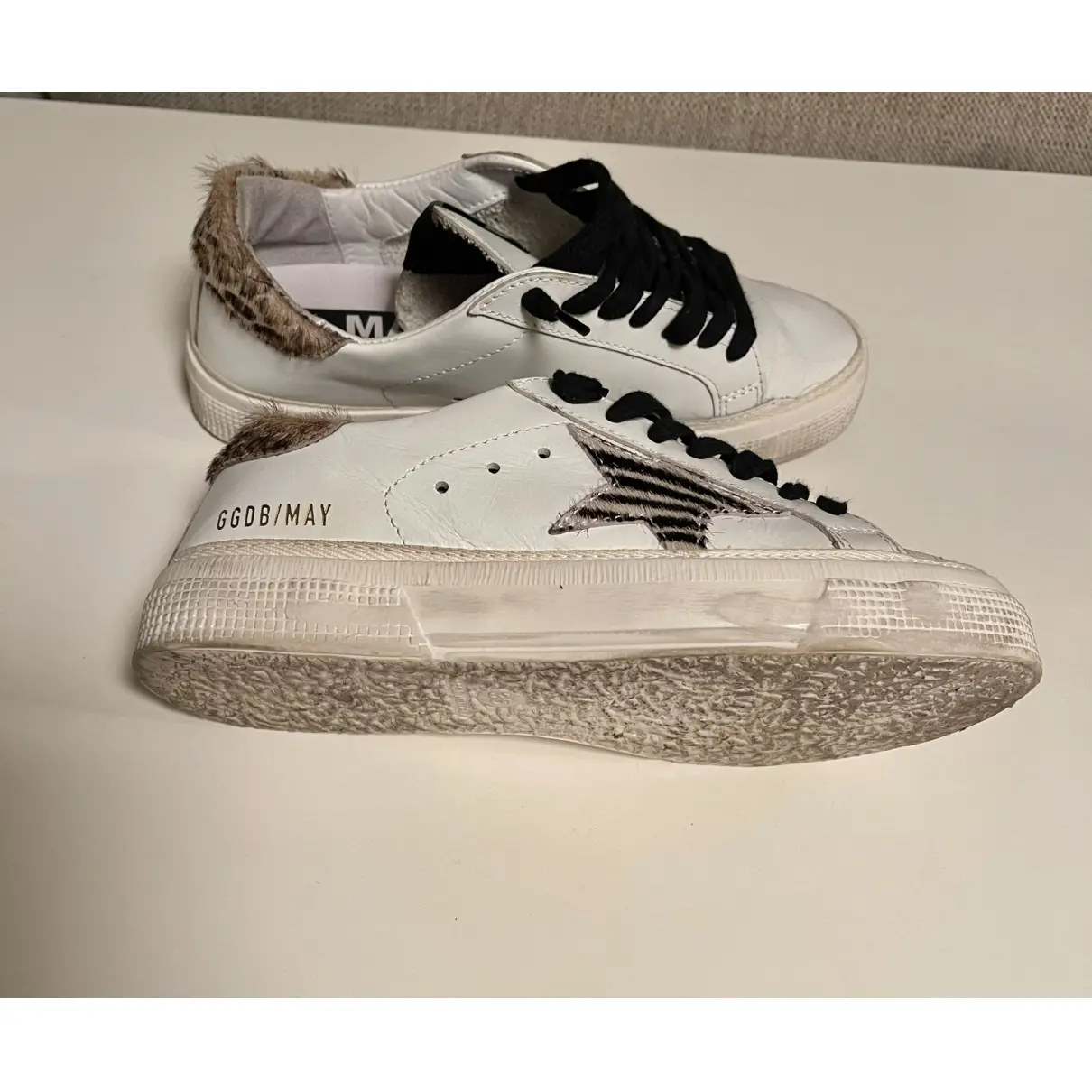 Buy Golden Goose May leather trainers online