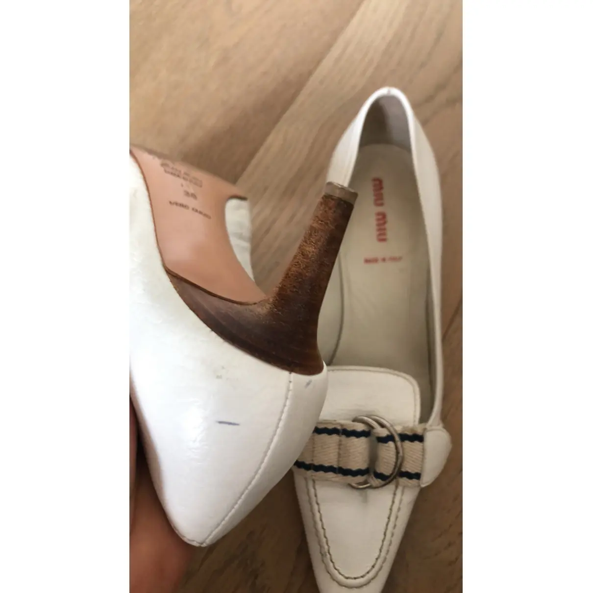 Leather heels Miu Miu