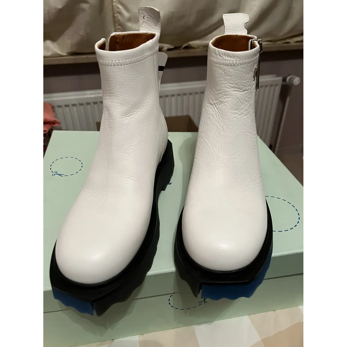 Buy Off-White Leather biker boots online