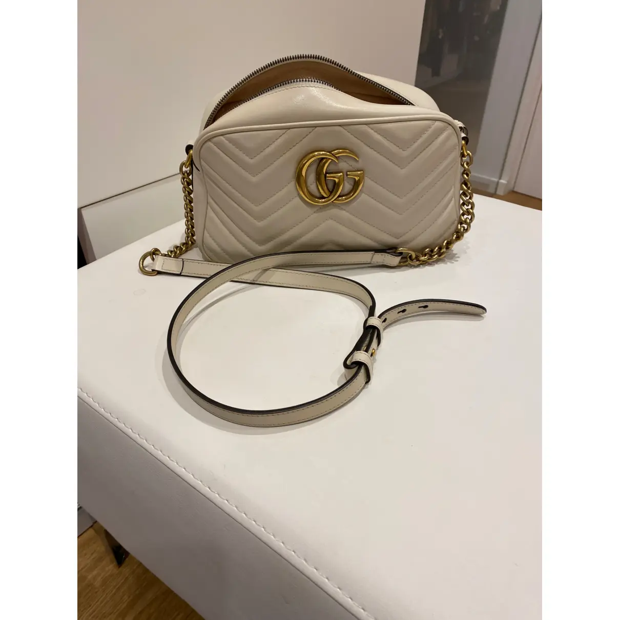 Pearly GG Marmont leather crossbody bag Gucci