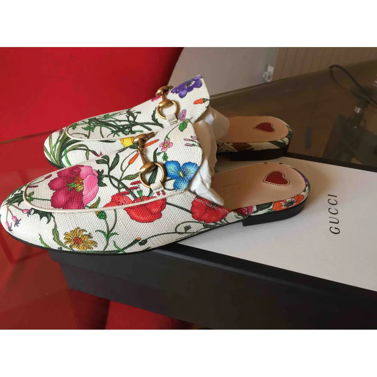 Buy Gucci Princetown leather flats online