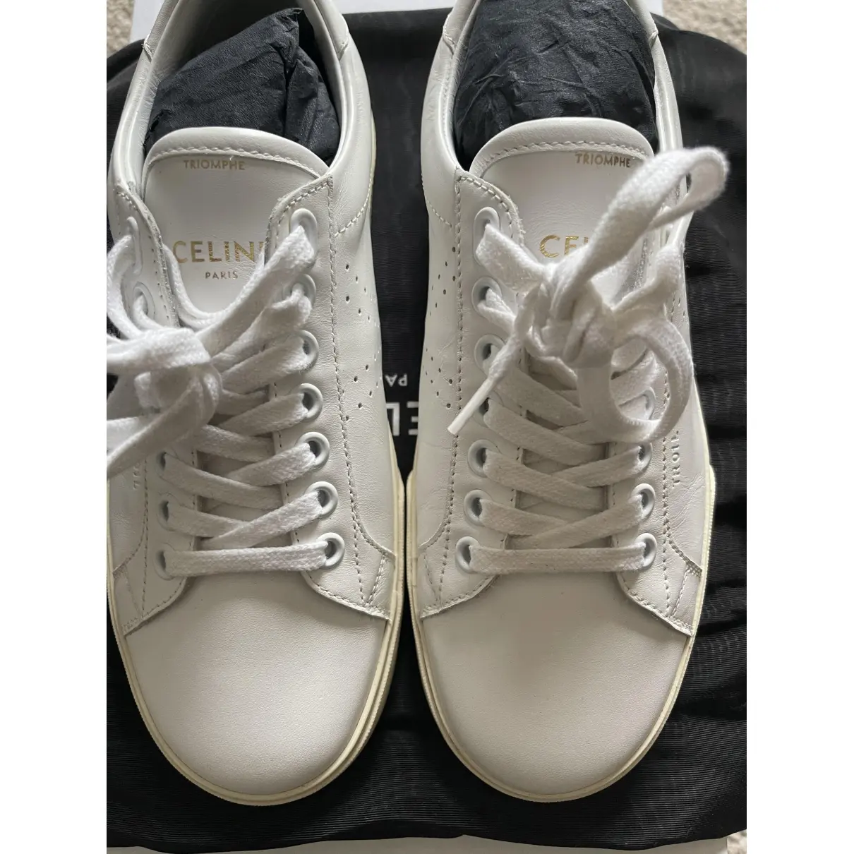 Buy Celine Triomphe leather trainers online