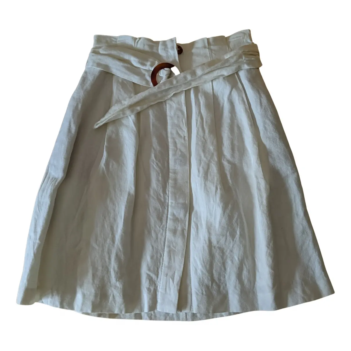 Linen mid-length skirt Massimo Dutti
