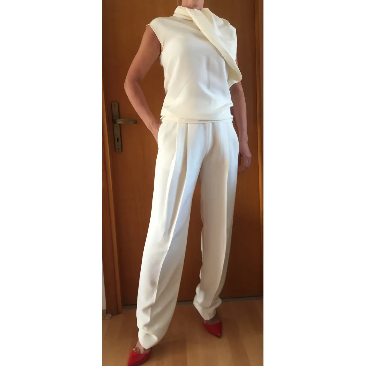 White Silk Trousers Celine