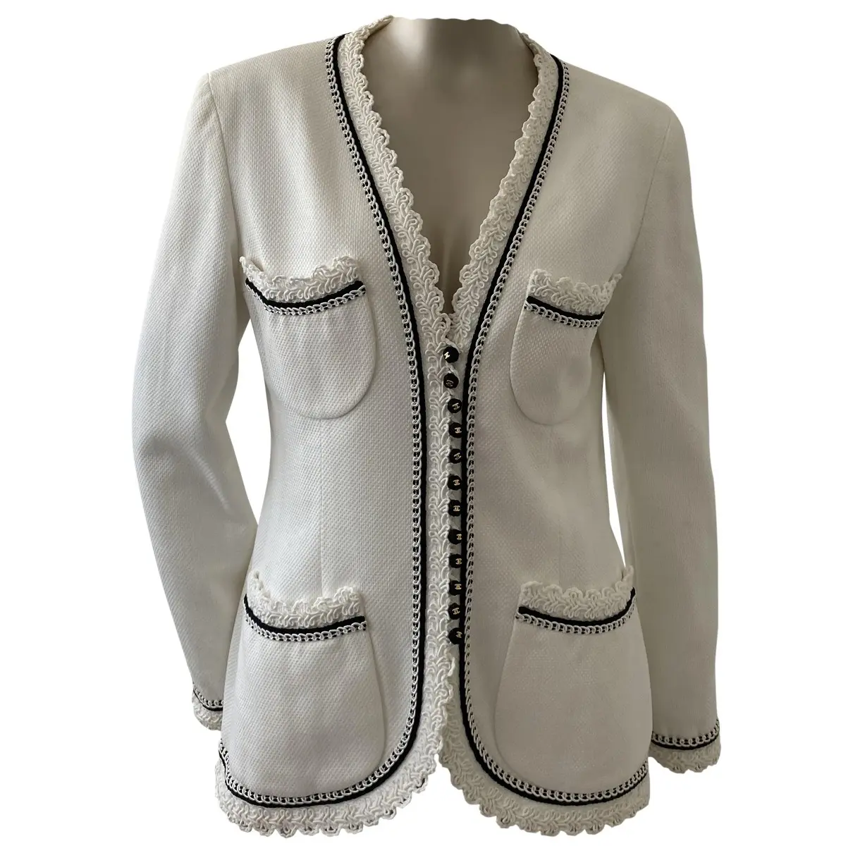 White Synthetic Jacket Chanel - Vintage