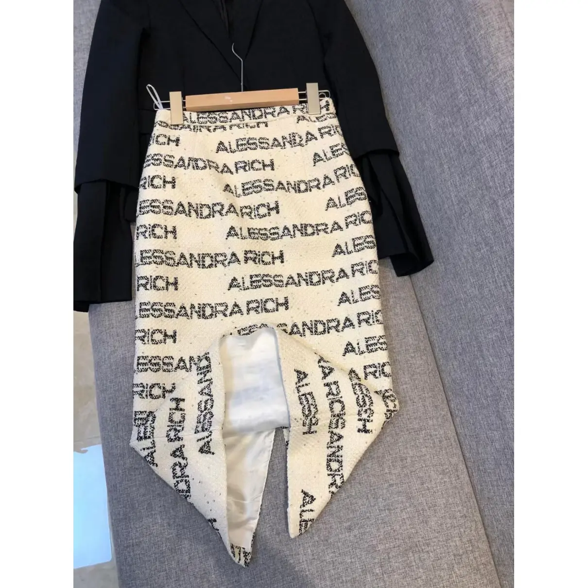 Buy Alessandra Rich Tweed mid-length skirt online