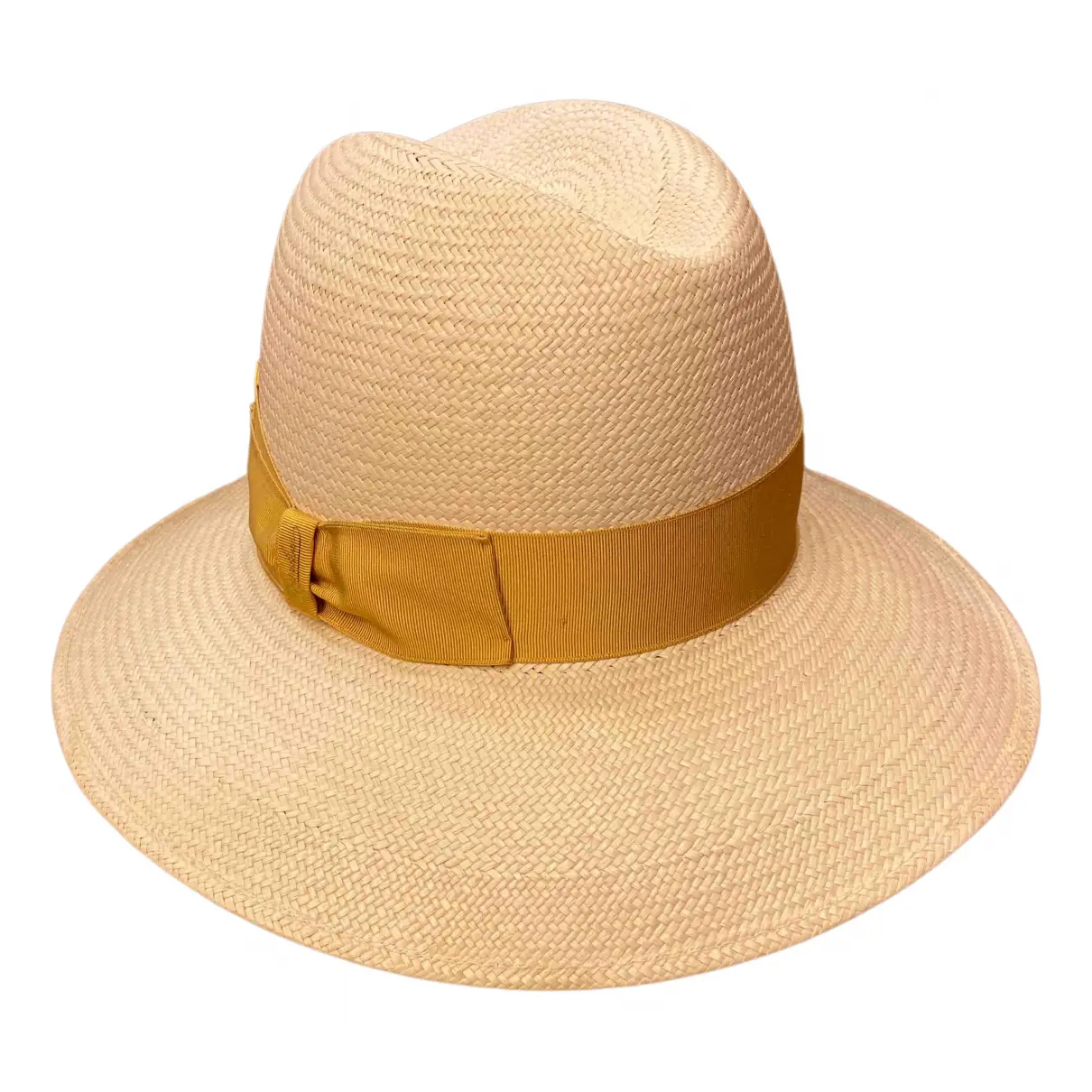 White Wicker Hat Borsalino