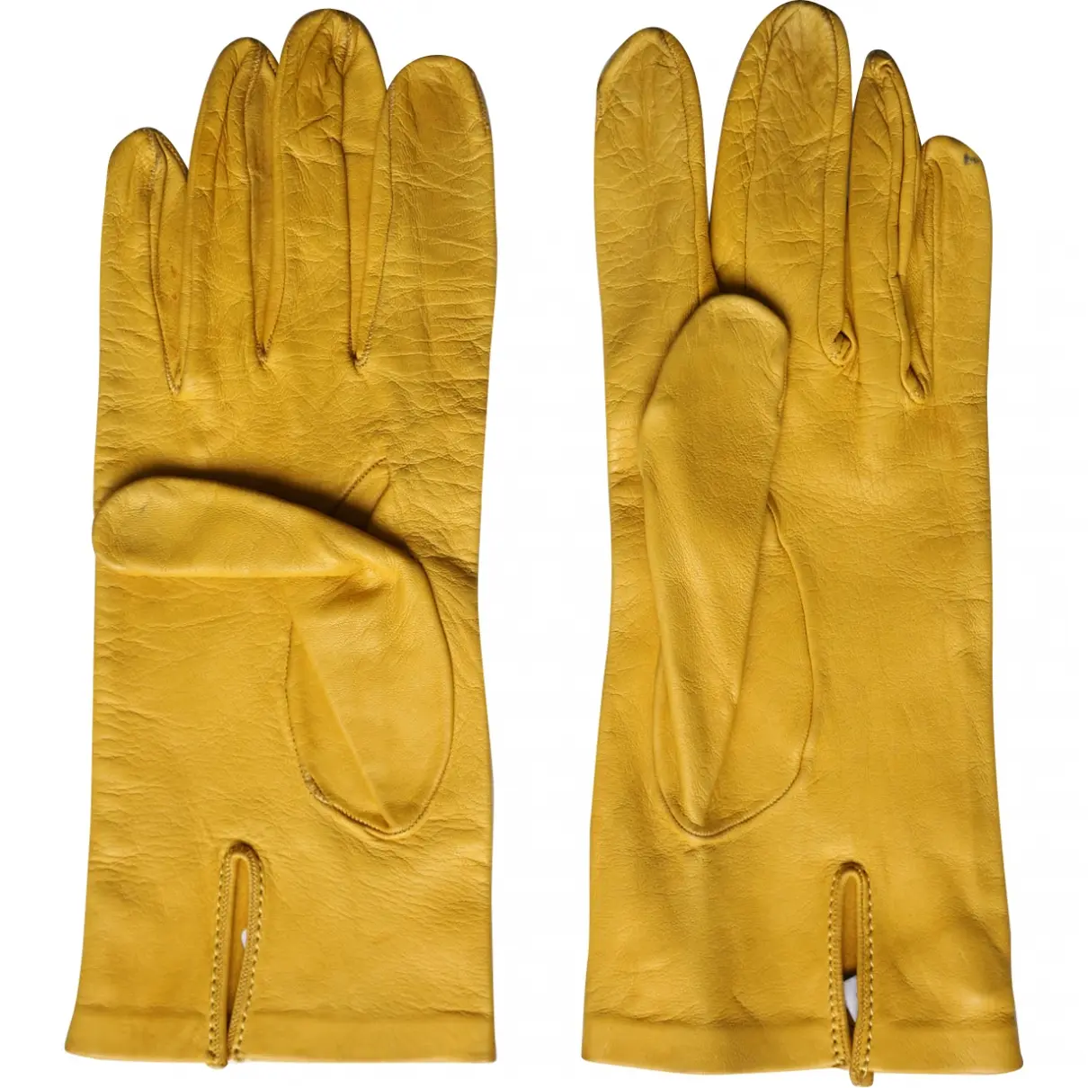 Yellow Leather Gloves Non Signé / Unsigned