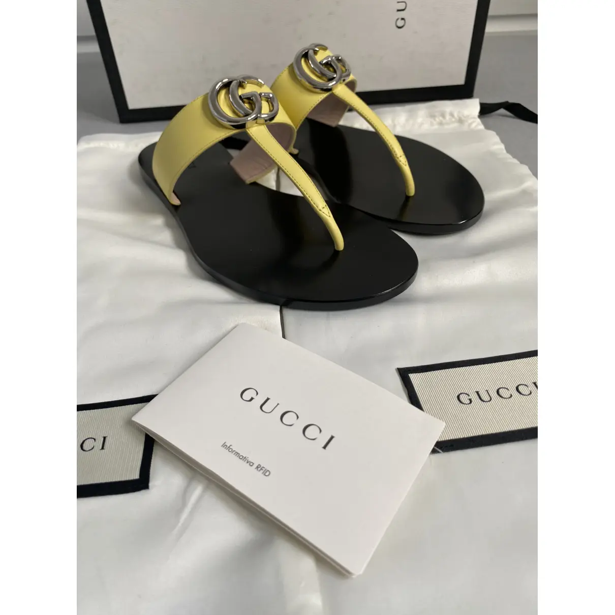 Marmont leather flip flops Gucci
