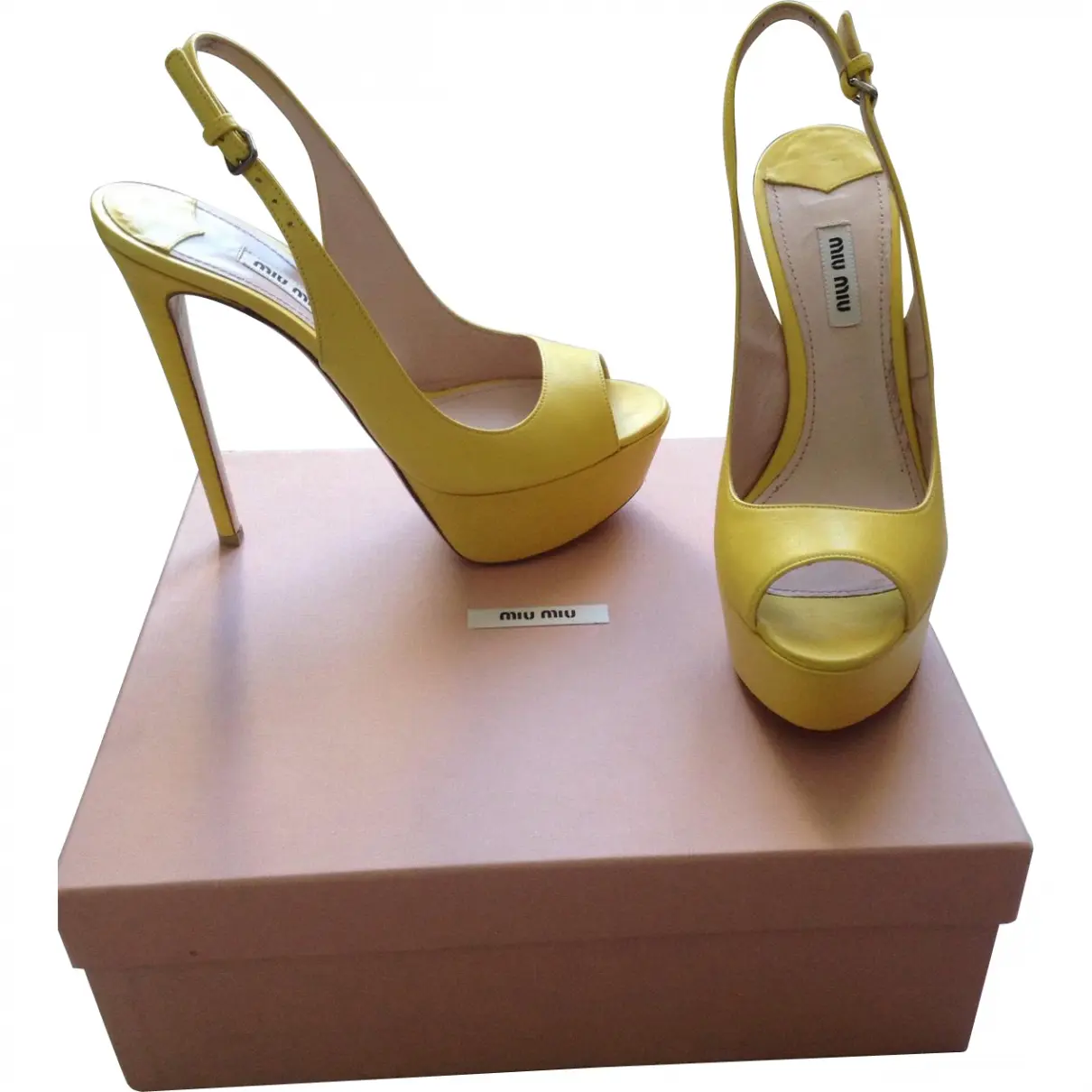 Yellow Leather Heels Miu Miu