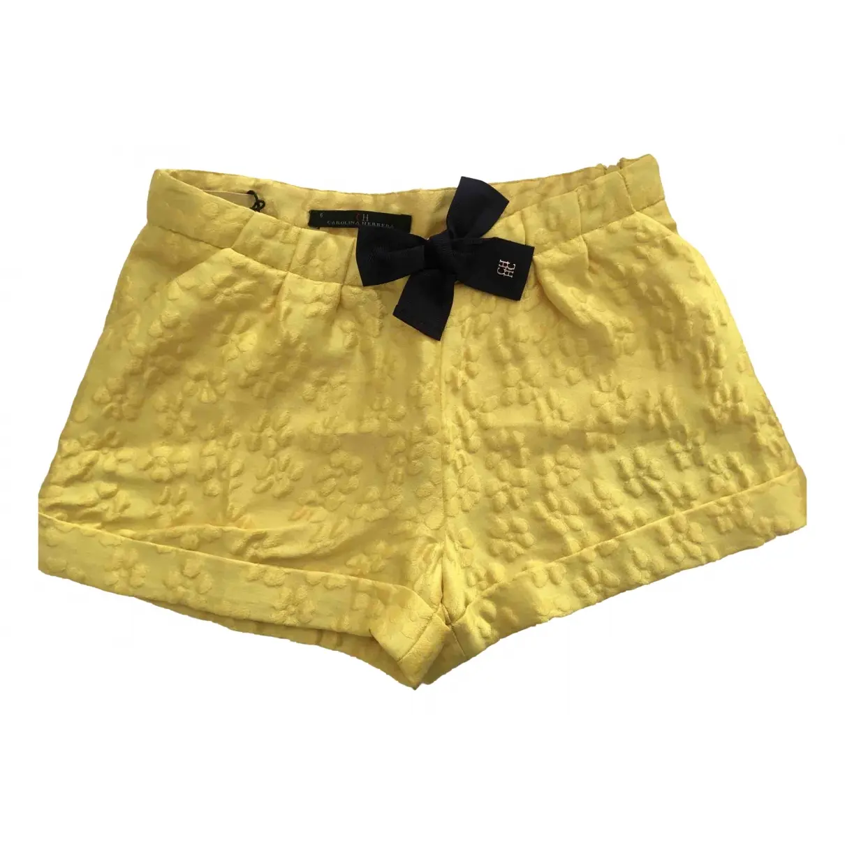 Yellow Polyester Shorts Carolina Herrera