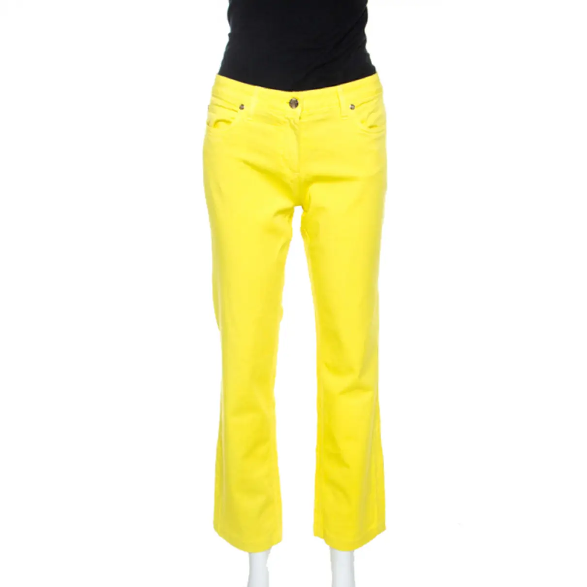 Yellow Polyester Jeans Roberto Cavalli