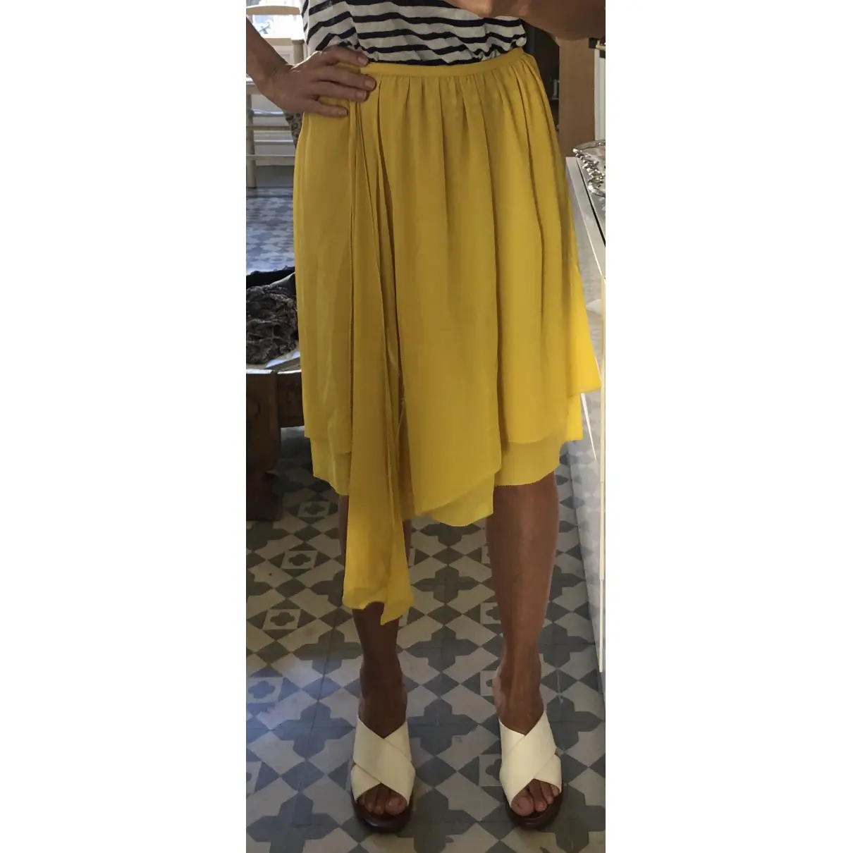 Martine Sitbon Silk mid-length skirt for sale