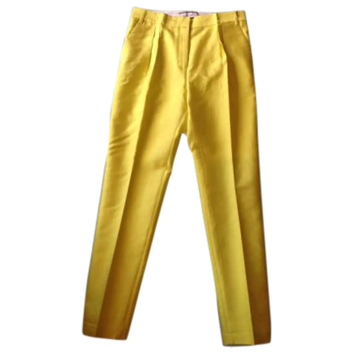 Yellow Silk Trousers by Malene Birger