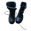 Block Combat leather biker boots Prada - Vintage