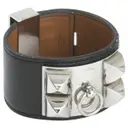 Black Leather Bracelet Medor Hermès