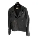 Leather biker jacket Ganni