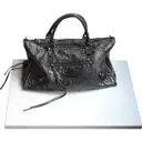 Black Leather Handbag Work Balenciaga