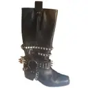 Leather cowboy boots Moschino