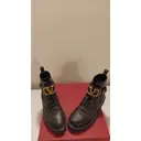 V Logo leather lace up boots Valentino Garavani