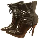 Patent leather lace up boots Casadei