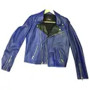 Blue Leather Biker jacket Maje