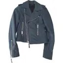 Blue Leather Jacket Balenciaga