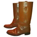 Brown Leather Boots Philosophy Di Alberta Ferretti