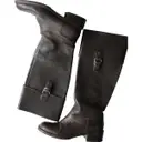 Brown Leather Boots Miu Miu