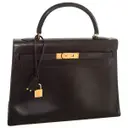 Brown Leather Handbag Kelly Hermès - Vintage