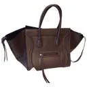Brown Leather Handbag Luggage Phantom Celine