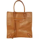 Brown Leather Handbag Papier Balenciaga